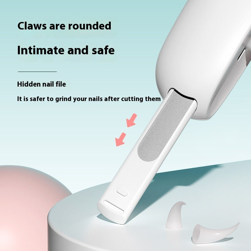 Built-in nail file slides out to round edges after cutting