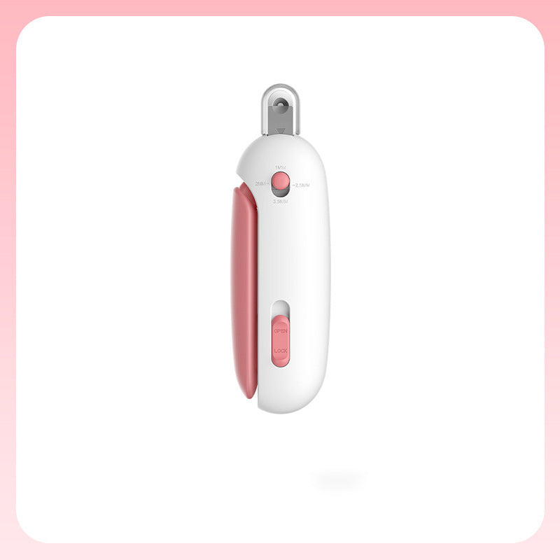 Cat nail scissors with gravity-push handle and safety lock – pink