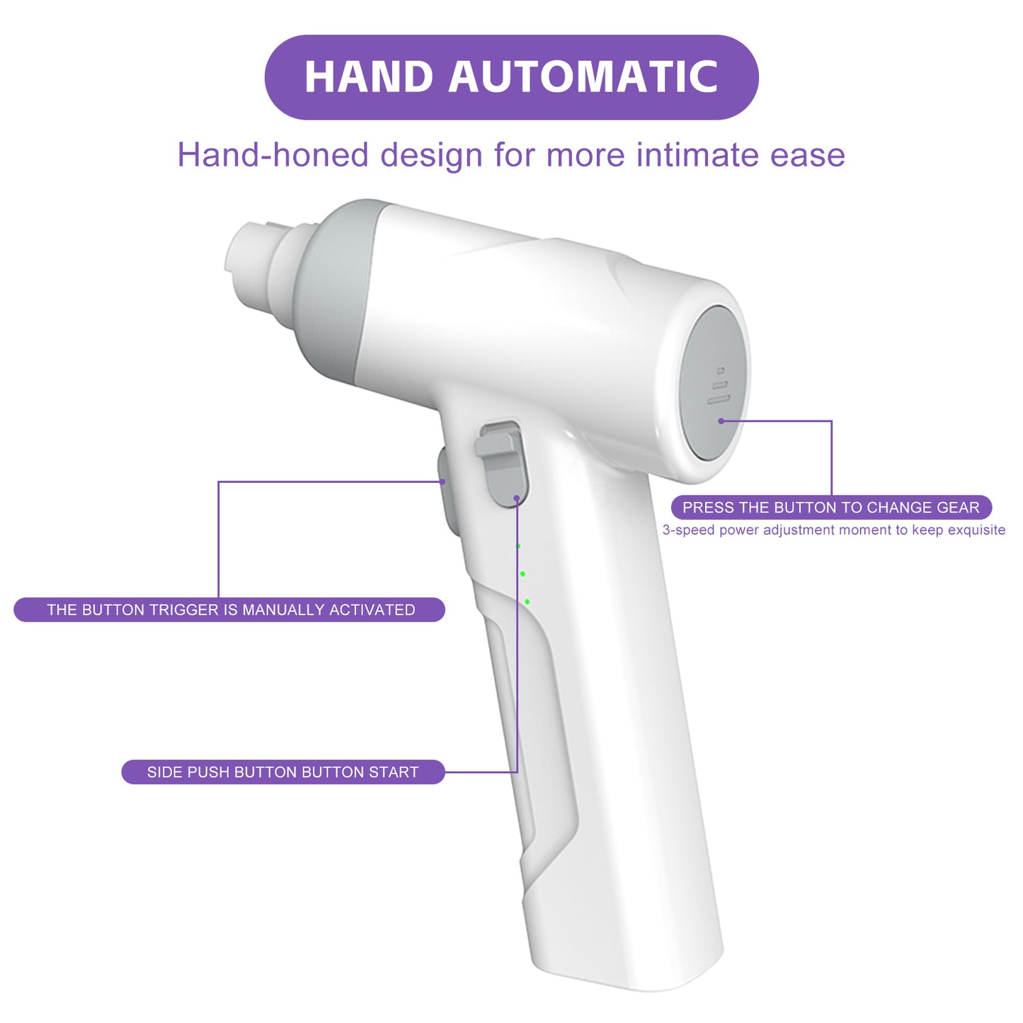 Pet nail trimmer with three speeds and easy side buttons