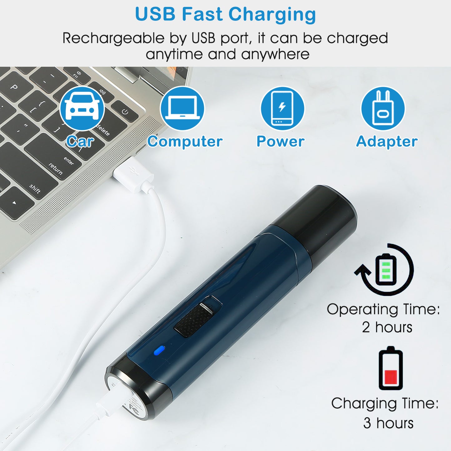 USB fast charging pet nail grinder connected to laptop