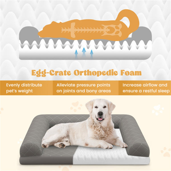 Egg-crate orthopedic foam dog bed design relieving pressure points and improving airflow