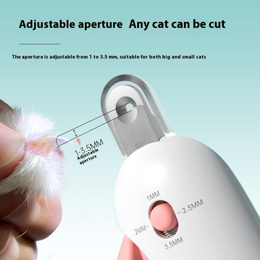 Adjustable 1–3.5 mm aperture helps avoid the quick during cat nail trims