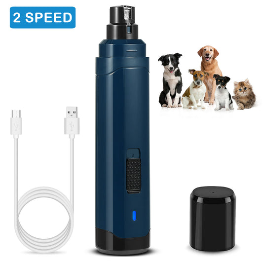 Pet nail grinder set with USB charging cable and protective cap for dogs and cats